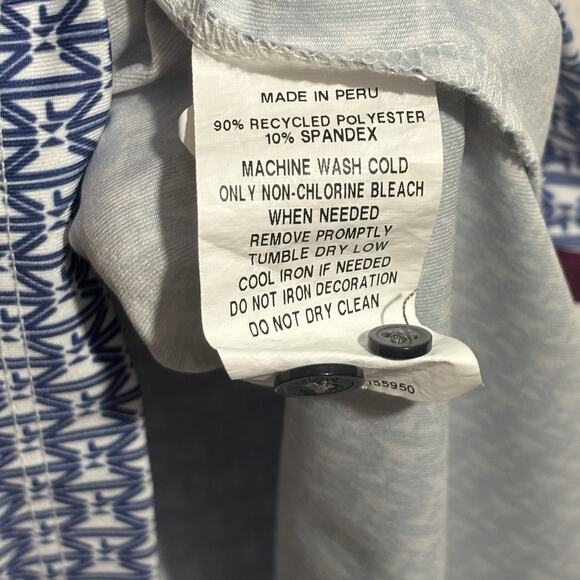 Greyson Polo Shirt Mens Large Blue Geometric AOP Golf Performance Short Sleeve - Picture 13 of 13